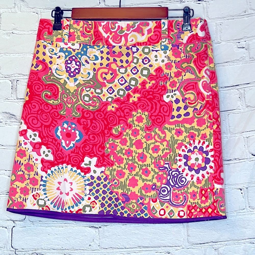 J. Crew Pink Purple Yellow Floral Skirt Size 6 Excellent Condition